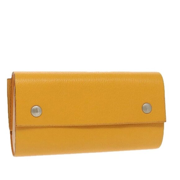 HERMES Kaierure roll Note Cover Leather Yellow Auth bs19753 - Picture 1 of 16